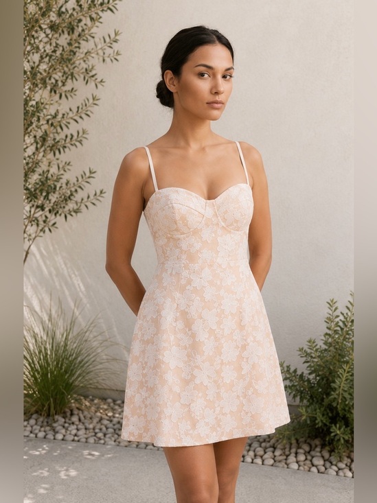 Windsor Dresses & Skirts - Windsor Brown Bustier Textured Floral Strapless Mini Dress Large NWT Lined
